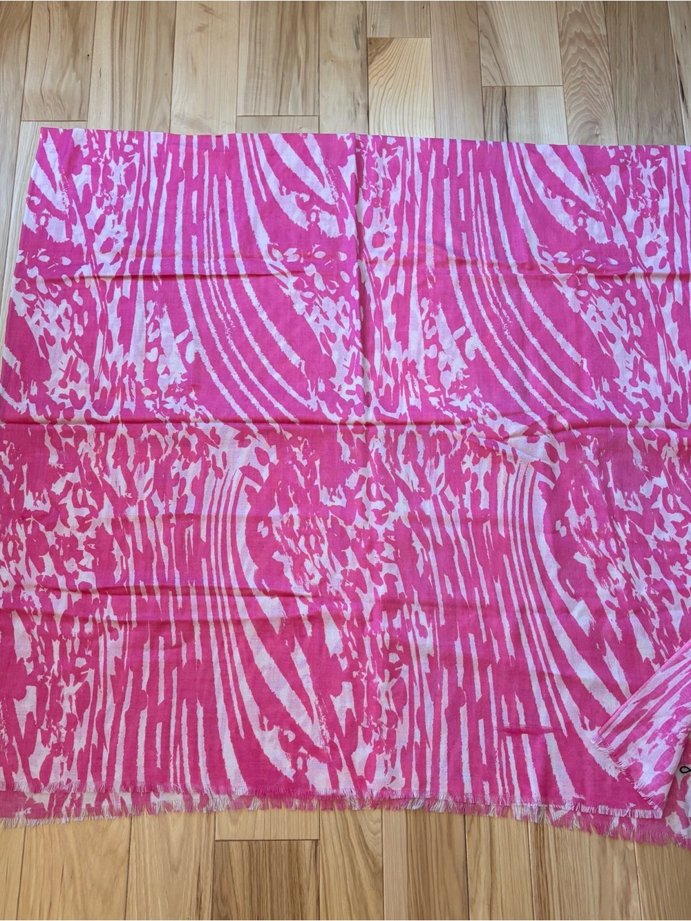 By Malene Birger Pink Wool Abstract Print Large Scarf